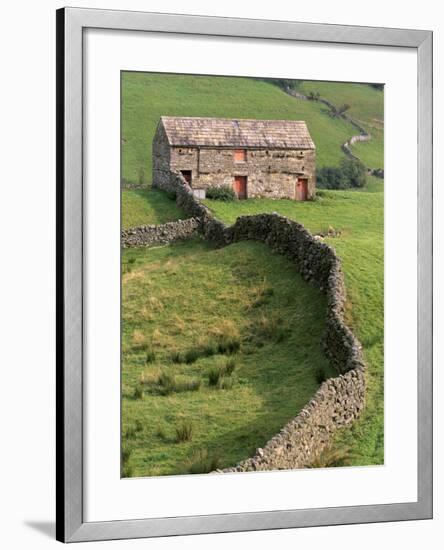 Traditional Barn in Upper Swaledale, Yorkshire Dales National Park, Yorkshire, England, UK-Patrick Dieudonne-Framed Photographic Print