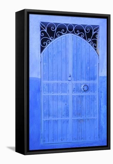 Traditional Blue Painted Door, Chefchaouen, Morocco, North Africa, Africa-Neil Farrin-Framed Premier Image Canvas