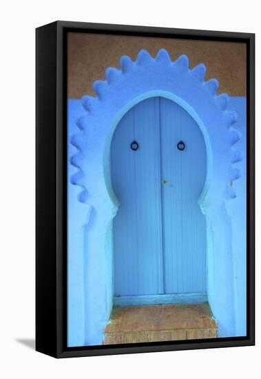 Traditional Blue Painted Door, Chefchaouen, Morocco, North Africa, Africa-Neil Farrin-Framed Premier Image Canvas