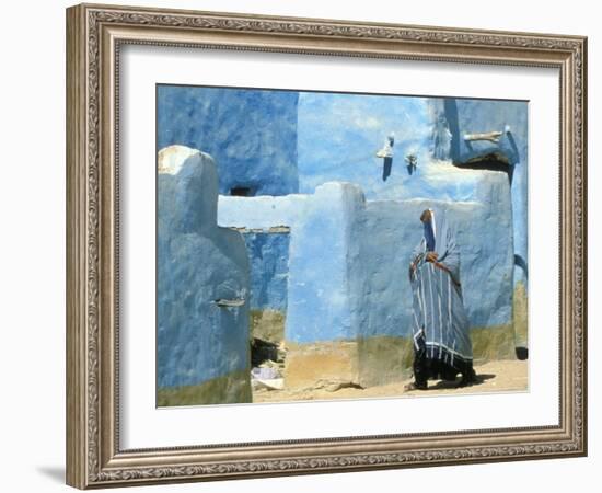 Traditional Blue Woven, Brocade Shawl of Siwa, Egypt-Alexander Nesbitt-Framed Photographic Print