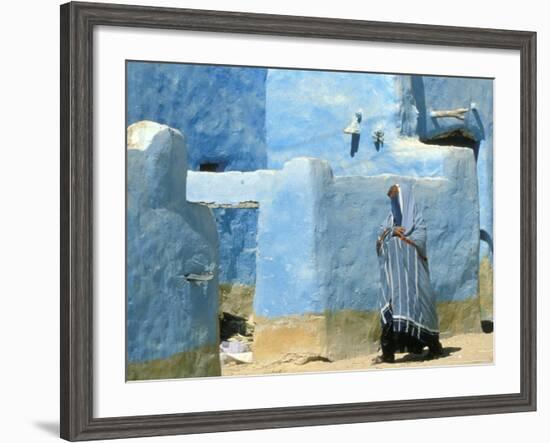 Traditional Blue Woven, Brocade Shawl of Siwa, Egypt-Alexander Nesbitt-Framed Photographic Print