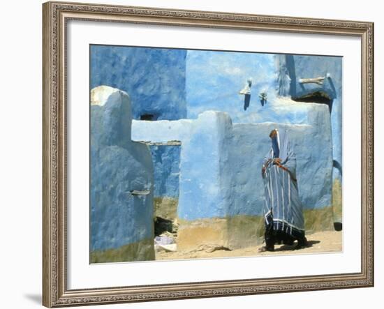 Traditional Blue Woven, Brocade Shawl of Siwa, Egypt-Alexander Nesbitt-Framed Photographic Print