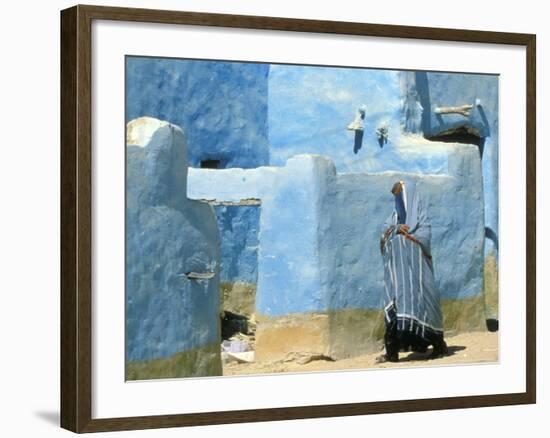 Traditional Blue Woven, Brocade Shawl of Siwa, Egypt-Alexander Nesbitt-Framed Photographic Print