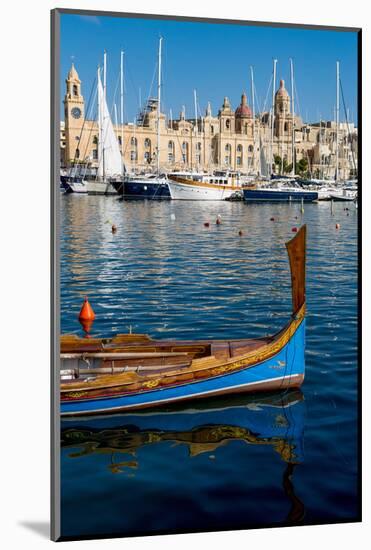 Traditional boat moored in Grand Harbour marina at Birgu, Valletta, Malta, Mediterranean, Europe-Martin Child-Mounted Photographic Print