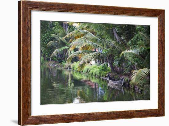 Traditional Boat Moored on the Still Water of the Kerala Backwaters, Kerala, India, Asia-Martin Child-Framed Photographic Print