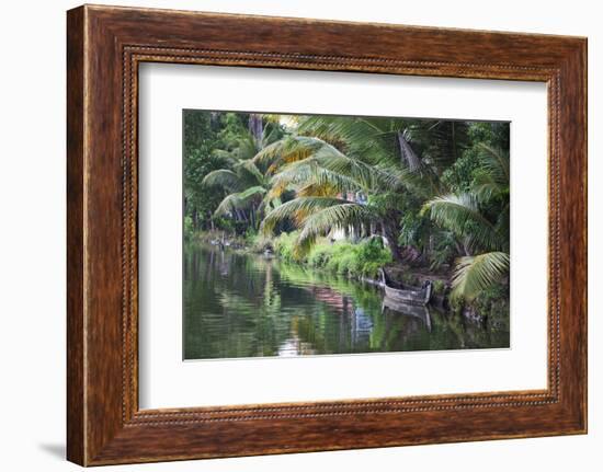 Traditional Boat Moored on the Still Water of the Kerala Backwaters, Kerala, India, Asia-Martin Child-Framed Photographic Print