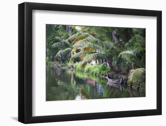 Traditional Boat Moored on the Still Water of the Kerala Backwaters, Kerala, India, Asia-Martin Child-Framed Photographic Print