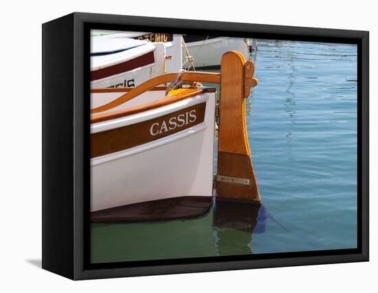 Traditional Boat with Wooden Rudder, Cassis, Cote d'Azur, Var, France-Per Karlsson-Framed Premier Image Canvas