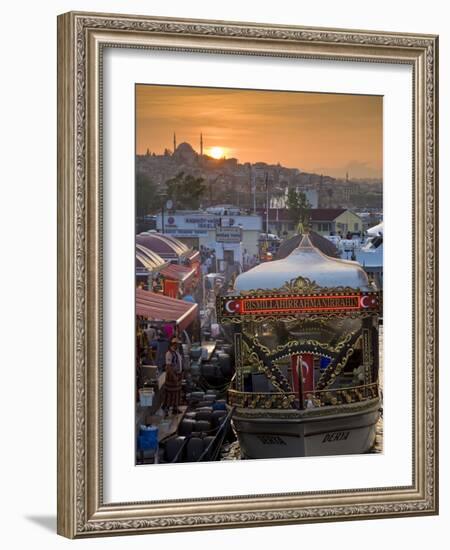 Traditional Boats Cooking and Selling Food, Eminonu, Galeta Bridge, Istanbul, Turkey, Europe-Neale Clarke-Framed Photographic Print