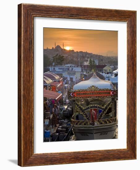 Traditional Boats Cooking and Selling Food, Eminonu, Galeta Bridge, Istanbul, Turkey, Europe-Neale Clarke-Framed Photographic Print