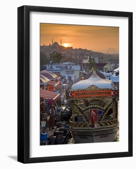 Traditional Boats Cooking and Selling Food, Eminonu, Galeta Bridge, Istanbul, Turkey, Europe-Neale Clarke-Framed Photographic Print