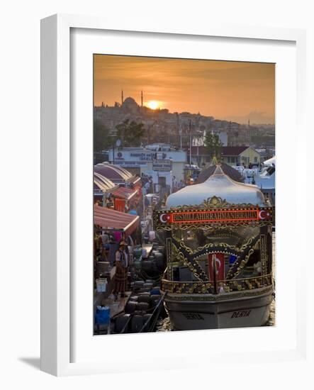 Traditional Boats Cooking and Selling Food, Eminonu, Galeta Bridge, Istanbul, Turkey, Europe-Neale Clarke-Framed Photographic Print