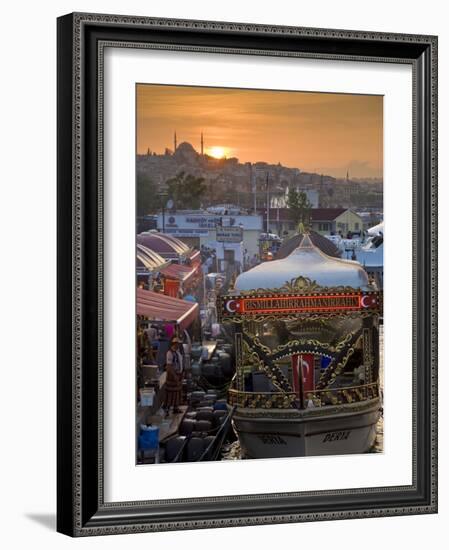 Traditional Boats Cooking and Selling Food, Eminonu, Galeta Bridge, Istanbul, Turkey, Europe-Neale Clarke-Framed Photographic Print