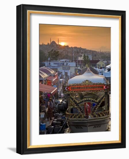 Traditional Boats Cooking and Selling Food, Eminonu, Galeta Bridge, Istanbul, Turkey, Europe-Neale Clarke-Framed Photographic Print