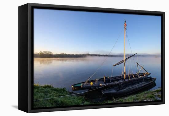 Traditional boats on Loire River, Chouze-sur-Loire, UNESCO World Heritage Site, Indre et loire, Loi-Nathalie Cuvelier-Framed Premier Image Canvas