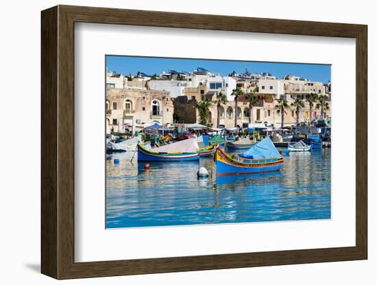 Traditional brightly painted fishing boats in the harbour at Marsaxlokk, Malta, Mediterranean, Euro-Martin Child-Framed Photographic Print