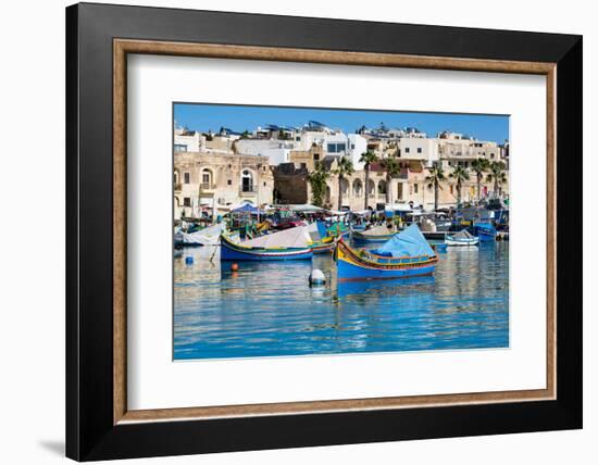 Traditional brightly painted fishing boats in the harbour at Marsaxlokk, Malta, Mediterranean, Euro-Martin Child-Framed Photographic Print