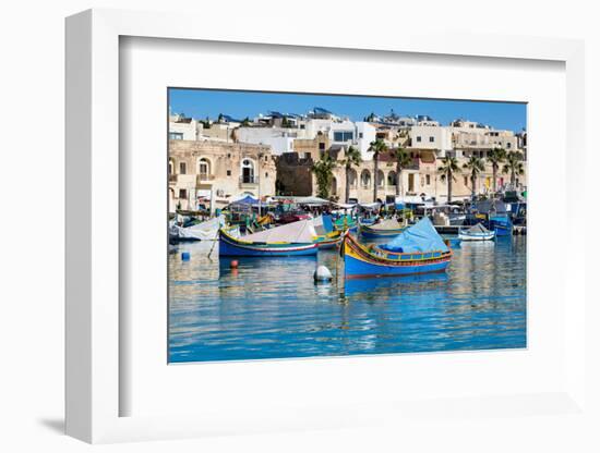 Traditional brightly painted fishing boats in the harbour at Marsaxlokk, Malta, Mediterranean, Euro-Martin Child-Framed Photographic Print