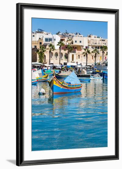 Traditional brightly painted fishing boats in the harbour at Marsaxlokk, Malta, Mediterranean, Euro-Martin Child-Framed Photographic Print