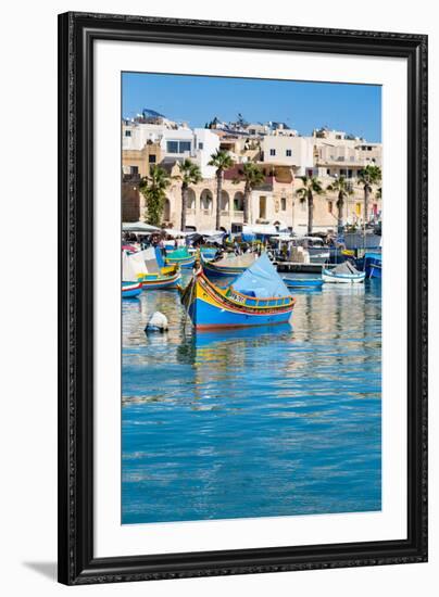 Traditional brightly painted fishing boats in the harbour at Marsaxlokk, Malta, Mediterranean, Euro-Martin Child-Framed Photographic Print