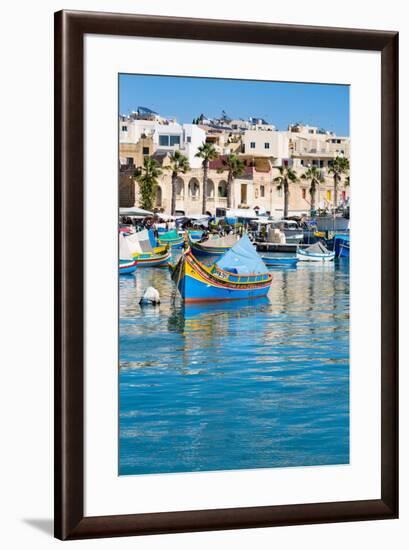 Traditional brightly painted fishing boats in the harbour at Marsaxlokk, Malta, Mediterranean, Euro-Martin Child-Framed Photographic Print