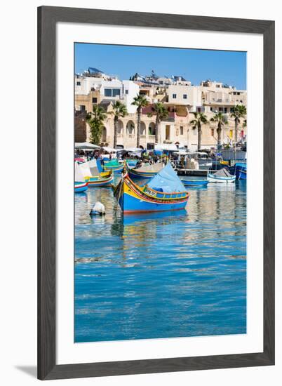 Traditional brightly painted fishing boats in the harbour at Marsaxlokk, Malta, Mediterranean, Euro-Martin Child-Framed Photographic Print