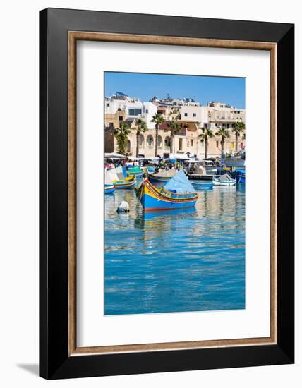 Traditional brightly painted fishing boats in the harbour at Marsaxlokk, Malta, Mediterranean, Euro-Martin Child-Framed Photographic Print