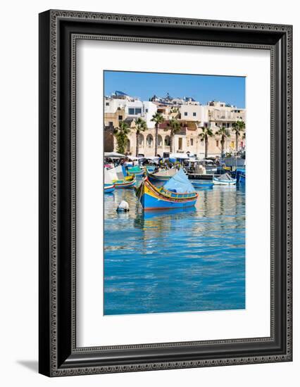 Traditional brightly painted fishing boats in the harbour at Marsaxlokk, Malta, Mediterranean, Euro-Martin Child-Framed Photographic Print