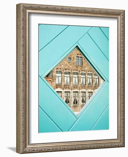 Traditional Building Reflected in the Window, Bruges, Belgium-Nadia Isakova-Framed Photographic Print