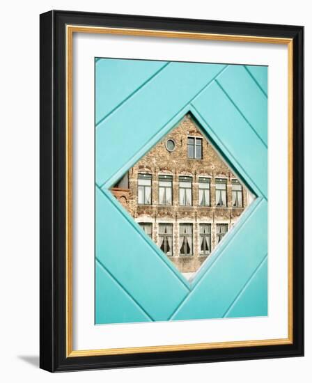 Traditional Building Reflected in the Window, Bruges, Belgium-Nadia Isakova-Framed Photographic Print