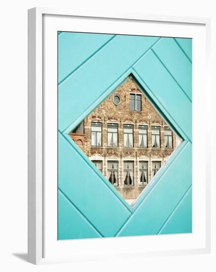 Traditional Building Reflected in the Window, Bruges, Belgium-Nadia Isakova-Framed Photographic Print