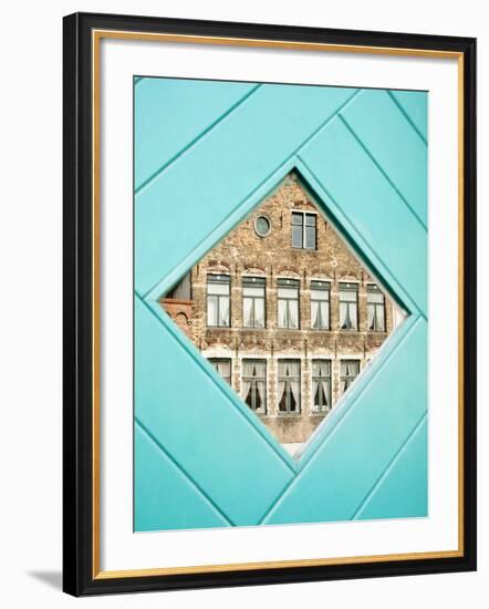 Traditional Building Reflected in the Window, Bruges, Belgium-Nadia Isakova-Framed Photographic Print