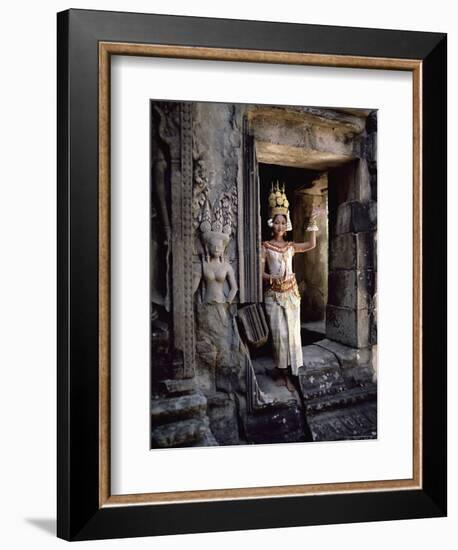 Traditional Cambodian Apsara Dancer, Siem Reap Province, Cambodia-Gavin Hellier-Framed Photographic Print