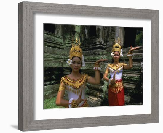 Traditional Cambodian Dancers, Angkor Wat, Siem Reap, Cambodia, Indochina, Asia-Gavin Hellier-Framed Photographic Print