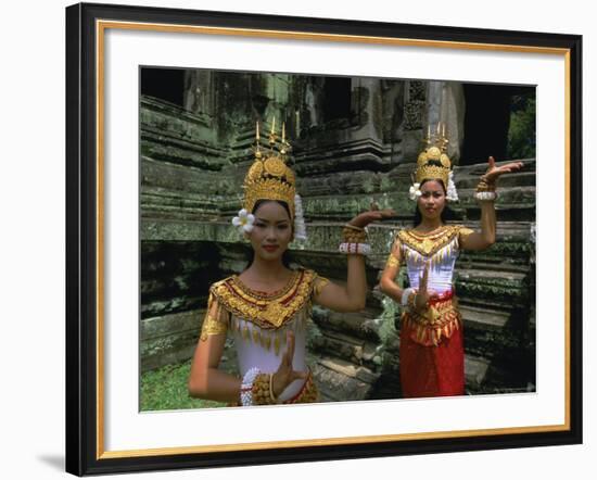 Traditional Cambodian Dancers, Angkor Wat, Siem Reap, Cambodia, Indochina, Asia-Gavin Hellier-Framed Photographic Print