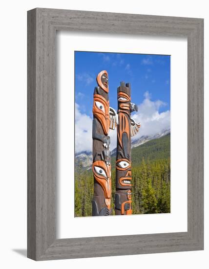 Traditional Canadian Native Totem Poles at Sunwapta Falls Resort-Neale Clark-Framed Photographic Print