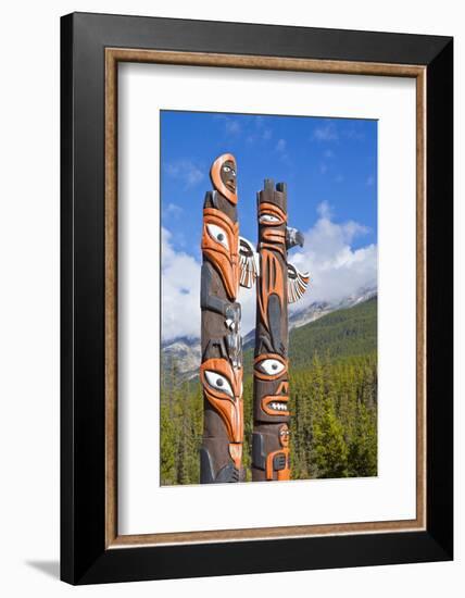 Traditional Canadian Native Totem Poles at Sunwapta Falls Resort-Neale Clark-Framed Photographic Print