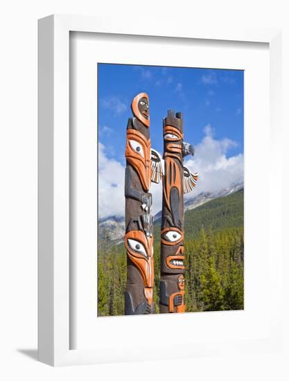 Traditional Canadian Native Totem Poles at Sunwapta Falls Resort-Neale Clark-Framed Photographic Print