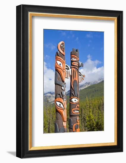 Traditional Canadian Native Totem Poles at Sunwapta Falls Resort-Neale Clark-Framed Photographic Print