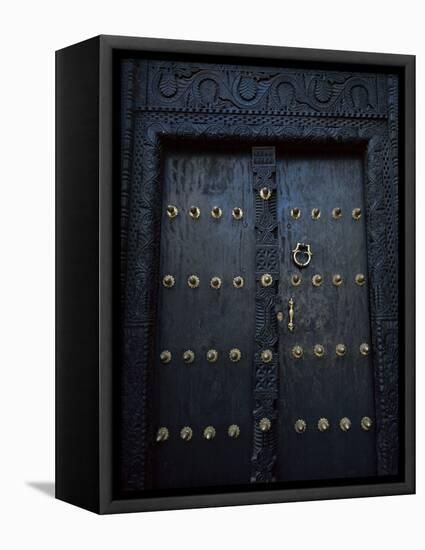 Traditional Carved Wooden Door in Stone Town, Zanzibar, Tanzania, East Africa, Africa-Yadid Levy-Framed Premier Image Canvas