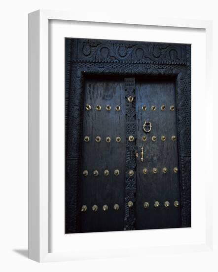 Traditional Carved Wooden Door in Stone Town, Zanzibar, Tanzania, East Africa, Africa-Yadid Levy-Framed Photographic Print