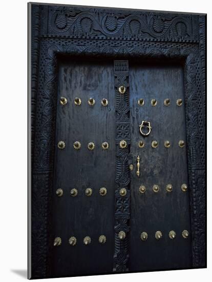 Traditional Carved Wooden Door in Stone Town, Zanzibar, Tanzania, East Africa, Africa-Yadid Levy-Mounted Photographic Print