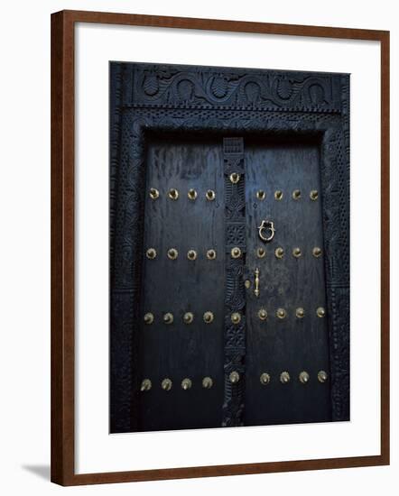 Traditional Carved Wooden Door in Stone Town, Zanzibar, Tanzania, East Africa, Africa-Yadid Levy-Framed Photographic Print