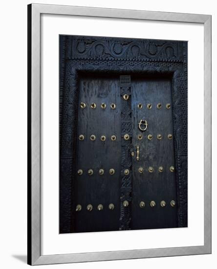 Traditional Carved Wooden Door in Stone Town, Zanzibar, Tanzania, East Africa, Africa-Yadid Levy-Framed Photographic Print