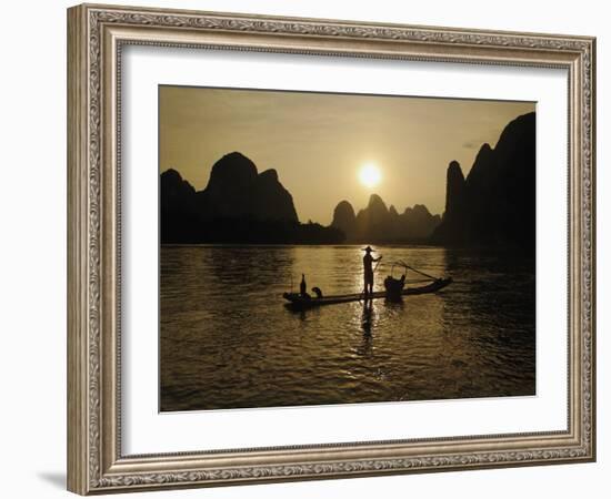 Traditional Chinese Fisherman with Cormorants, Li River, Guilin, China-Adam Jones-Framed Photographic Print