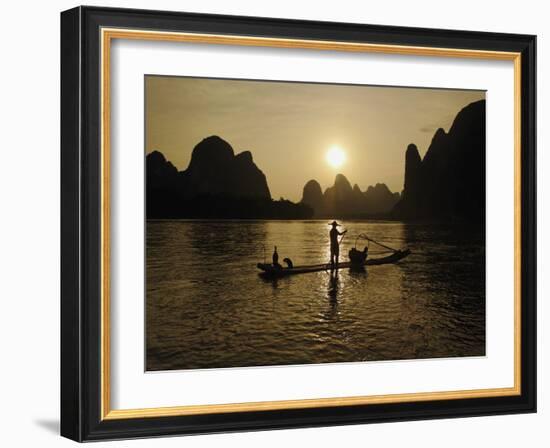 Traditional Chinese Fisherman with Cormorants, Li River, Guilin, China-Adam Jones-Framed Photographic Print