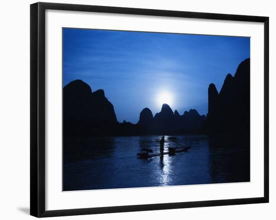 Traditional Chinese Fisherman with Cormorants, Li River, Guilin, China-Adam Jones-Framed Photographic Print