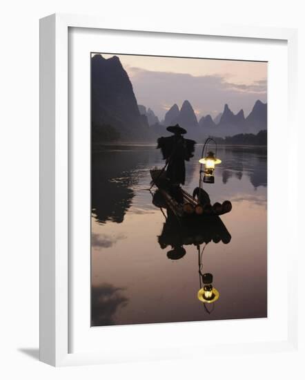 Traditional Chinese Fisherman with Cormorants, Li River, Guilin, China-Adam Jones-Framed Photographic Print