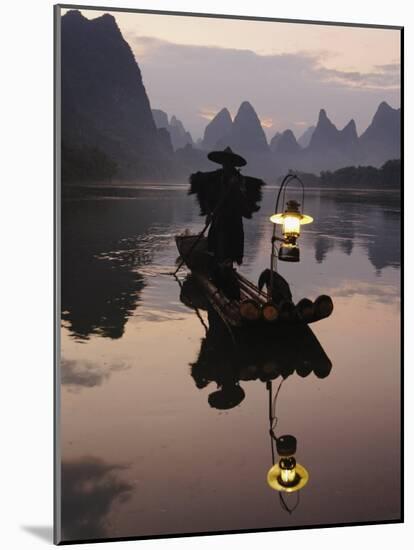 Traditional Chinese Fisherman with Cormorants, Li River, Guilin, China-Adam Jones-Mounted Photographic Print