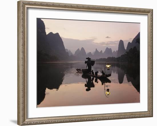 Traditional Chinese Fisherman with Cormorants, Li River, Guilin, China-Adam Jones-Framed Photographic Print